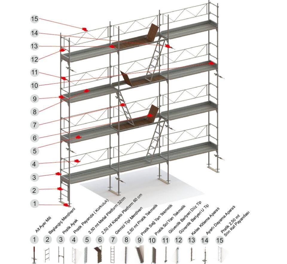 9 MT*9 MT PRATİK MODEL H TİPİ GÜVENLİKLİ İSKELE